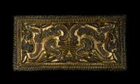 An Ordos Gilt-Bronze Plaque with Mythological Creatures