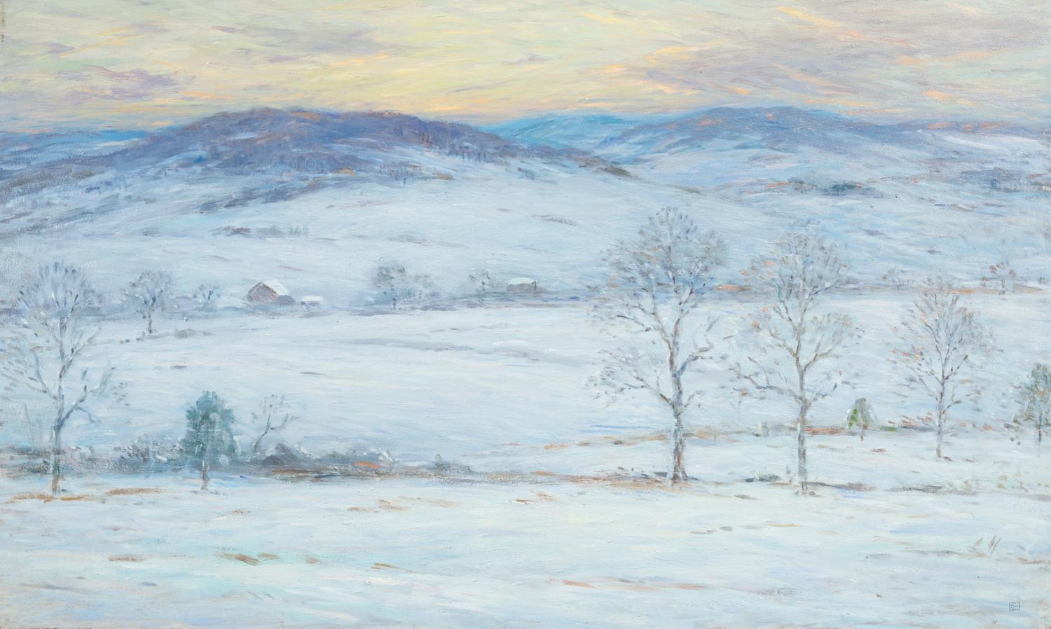 Eliot Candee Clark, (American, 1883-1980), Winter Scene with Mountains