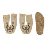 Prairie Beaded Hide Moccasin Vamps AND Wood Form