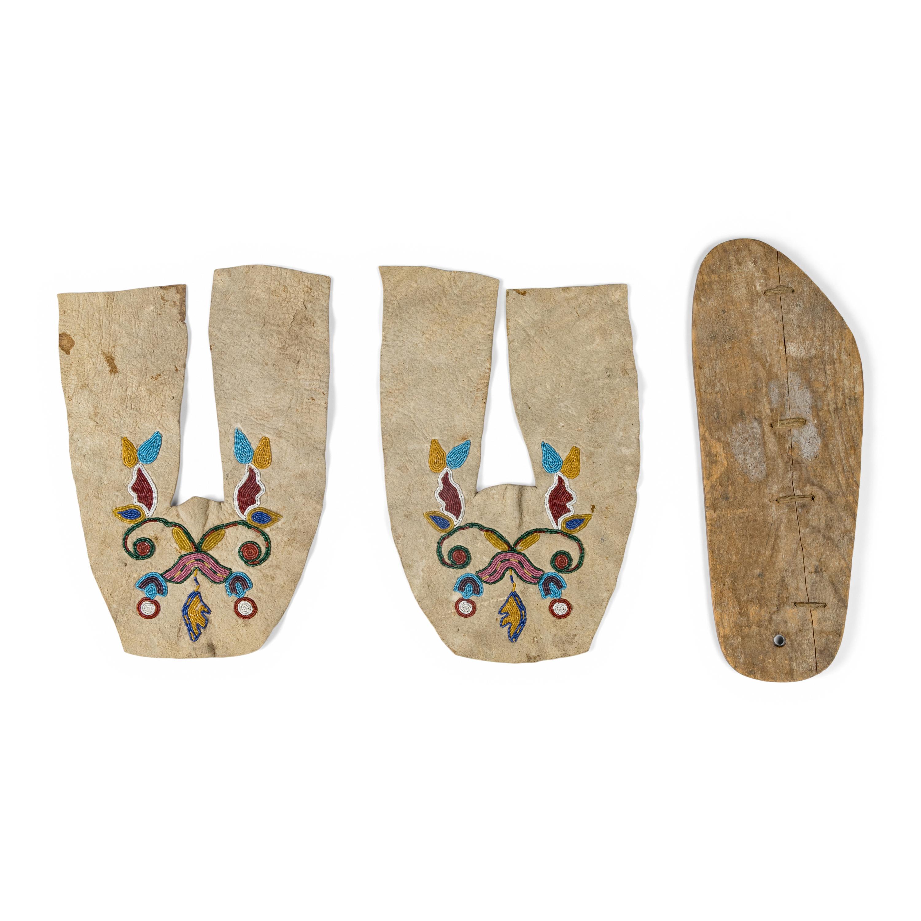 Prairie Beaded Hide Moccasin Vamps AND Wood Form