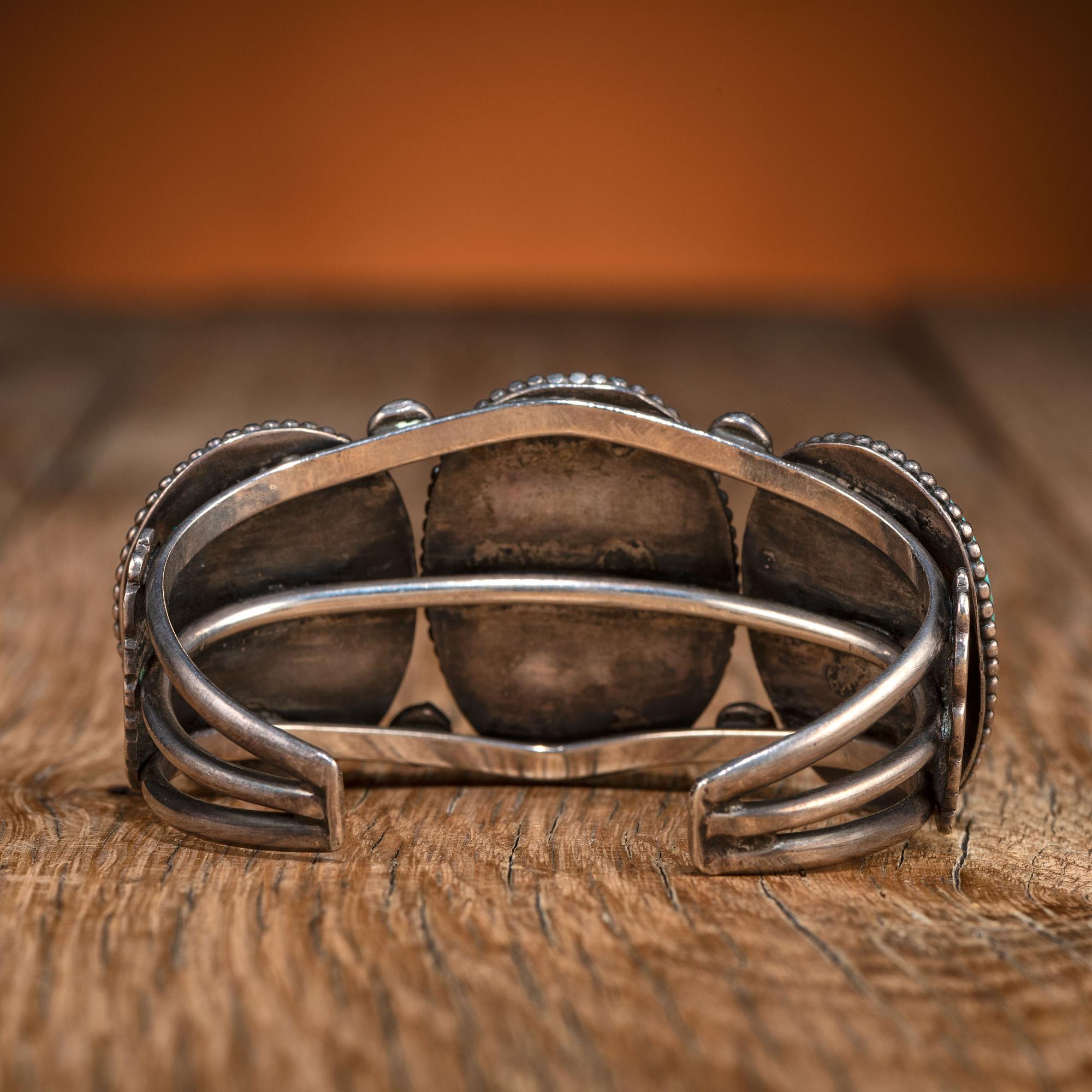 Navajo Silver Wire and Turquoise Cuff Bracelet