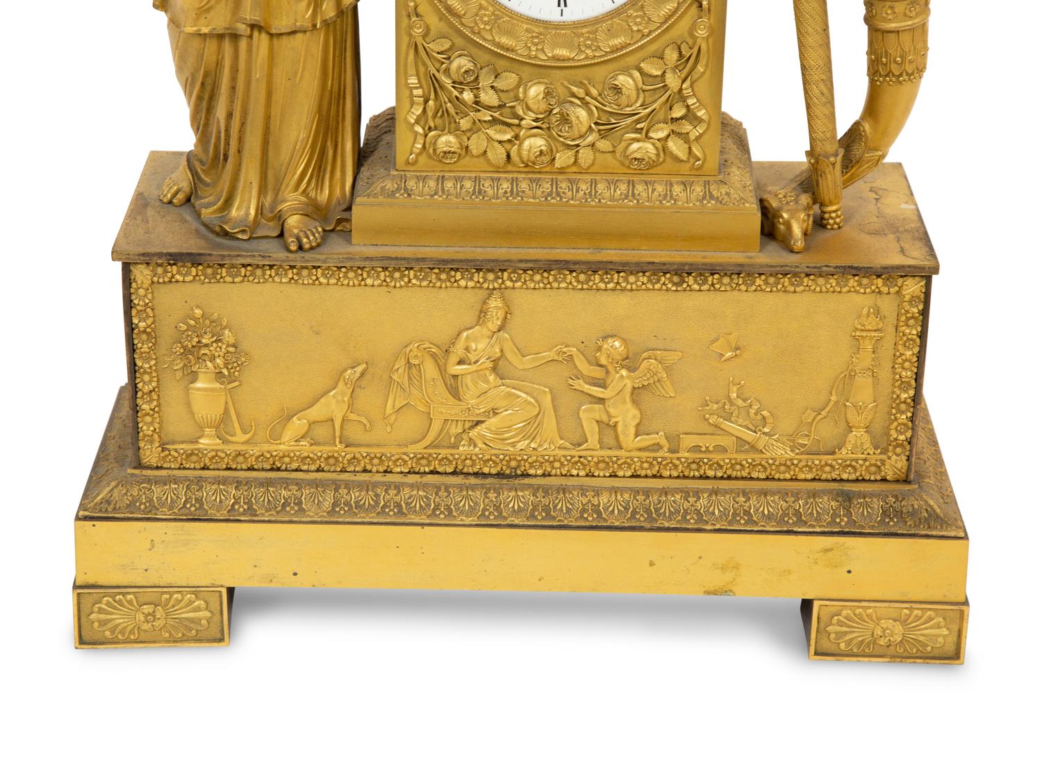 A French Empire Gilt Bronze Mantel Clock