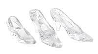 Three Glass Slippers Length of pair 7 1/4 inches.