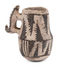 Anasazi Black-on-White Miniature Pottery Mug, with Skunk Handle