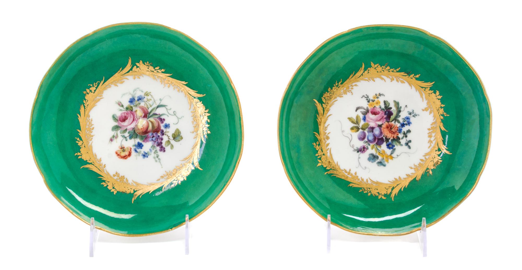 Pair of Sevres Style Porcelain Saucers Diameter 8 1/4 inches. — 18TH CENTURY