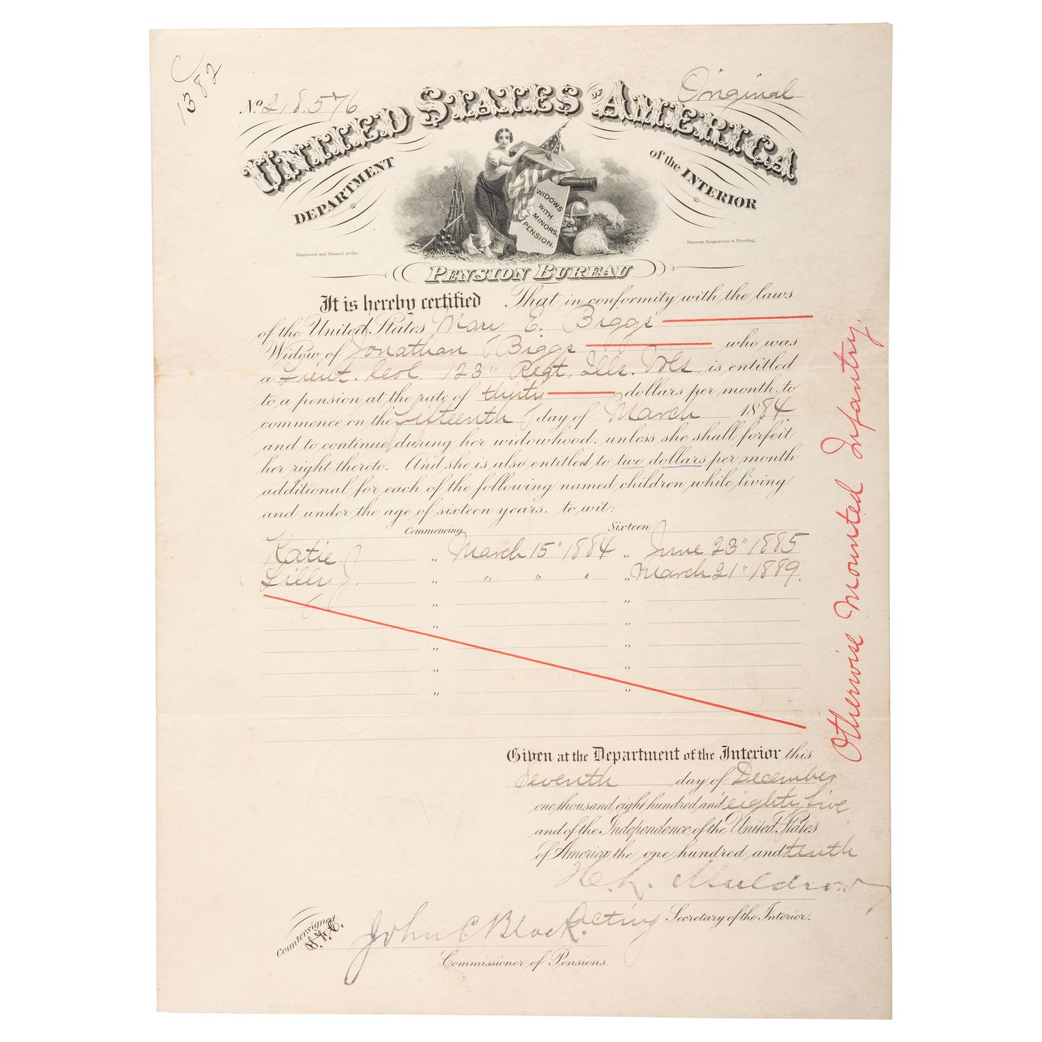 A collection of items identified to Lieutenant Colonel Jonathan Biggs, 123rd Illinois Infantry, “Wilder’s Brigade,” highlighted by bullet-struck frock coat and vest worn during the assault on Selma, Alabama. 2 April 1865.