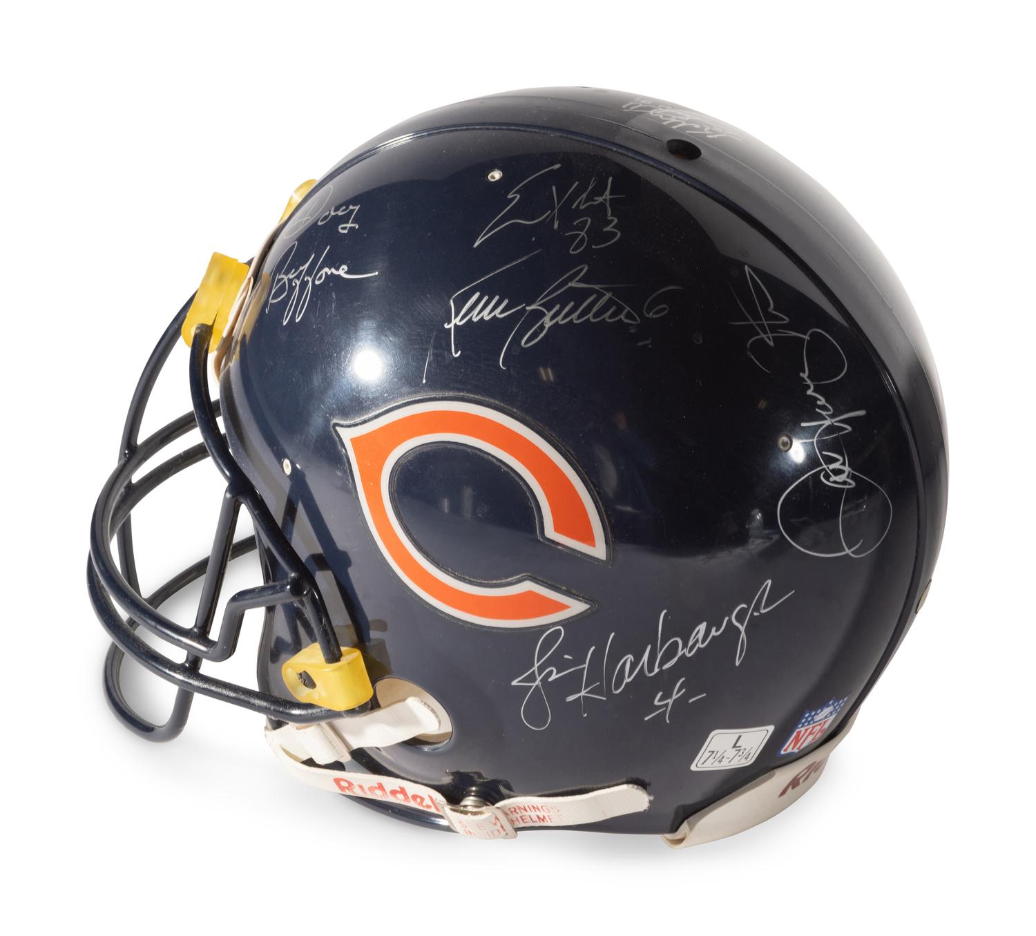 An Early 1990s Chicago Bears Autograph Signed Game Model Helmet Including Jim Harbaugh, Mike Singletary and Dan Hampton,