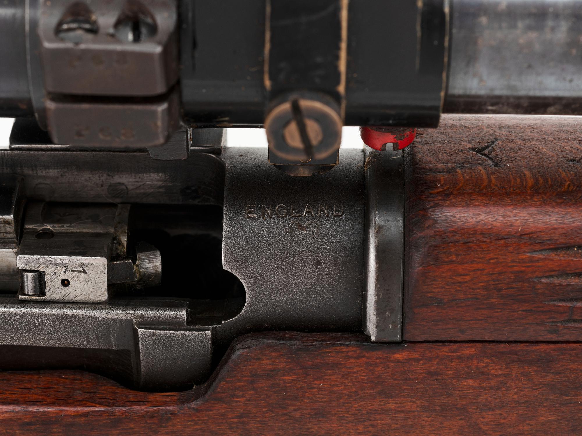 ** WWII-era Enfield R.O.F.M. No.4 Mk.1 Rifle in Sniper Configuration with Accessories and Scope