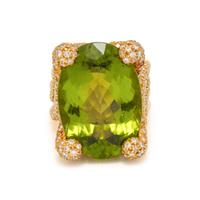 HENRY DUNAY, PERIDOT, DIAMOND, AND YELLOW GOLD 'HARMONY' RING