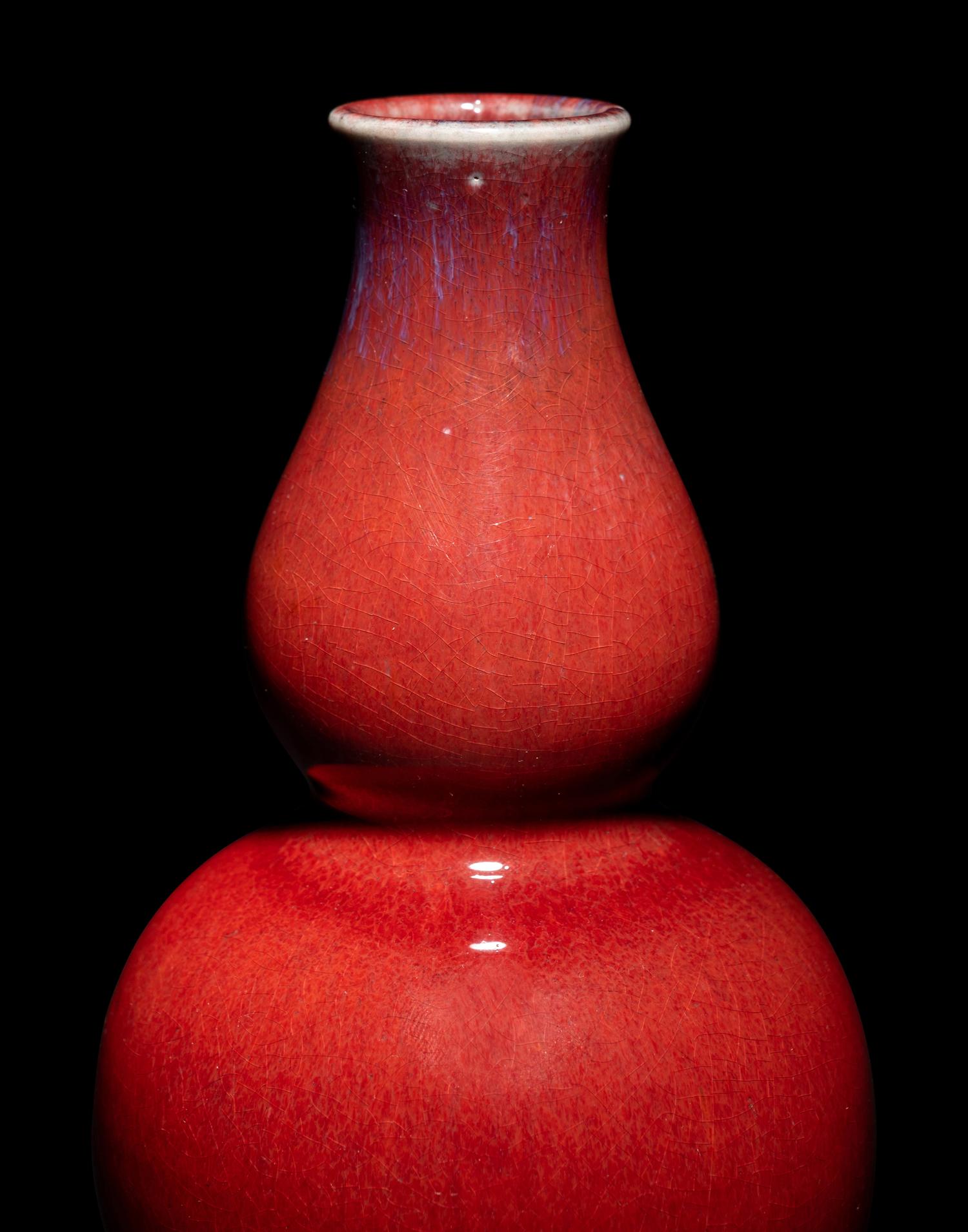 Two Chinese Monochrome Glazed Double Gourd-Form Vases