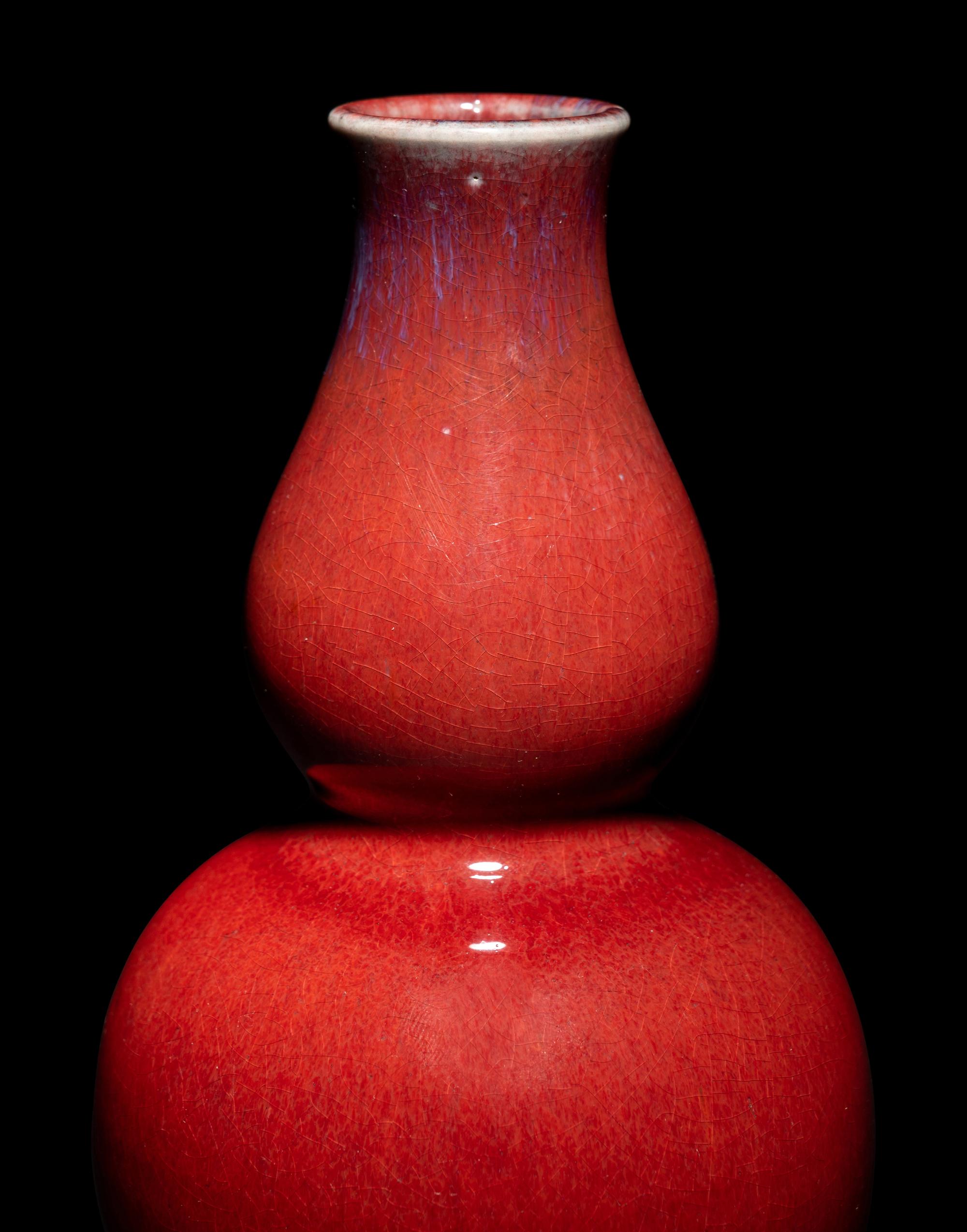 Two Chinese Monochrome Glazed Double Gourd-Form Vases