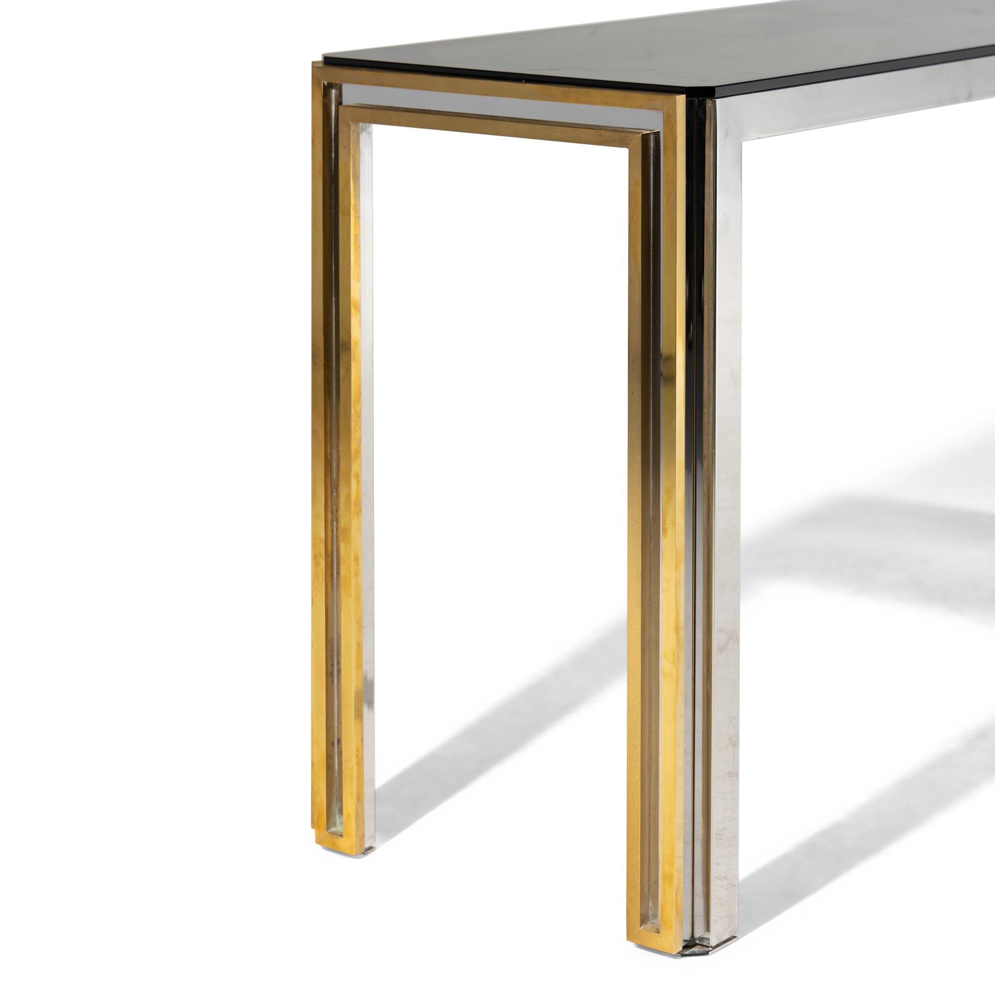 Chrome and Brass Console Table