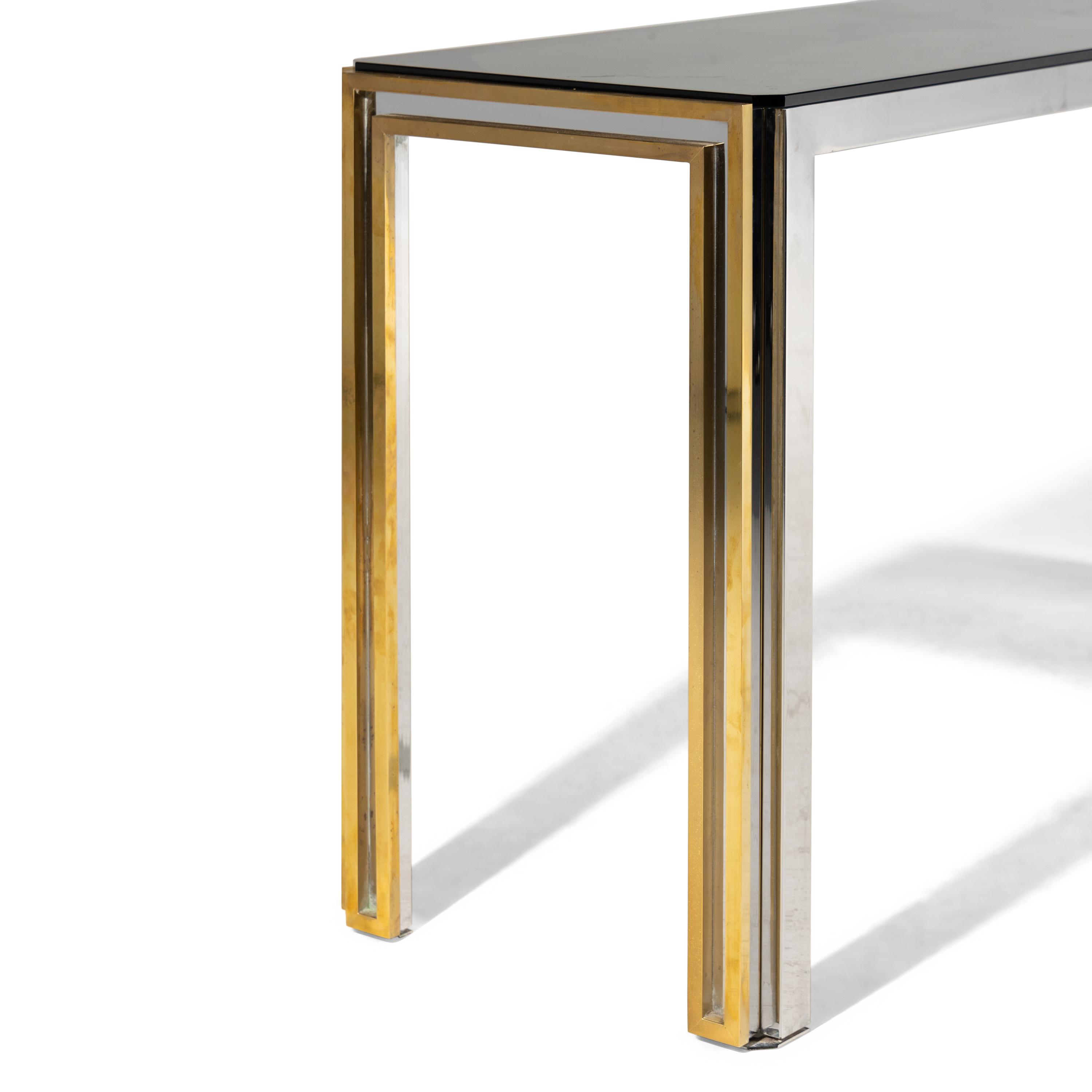 Chrome and Brass Console Table