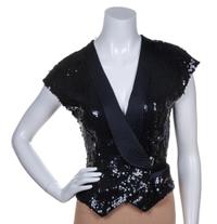 An Ungaro Black Sequin Tuxedo Vest,