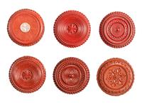 [EARLY PHOTOGRAPHY - UNION CASES]. A group of 7 red "oreo" cases containing assorted portraits, including: