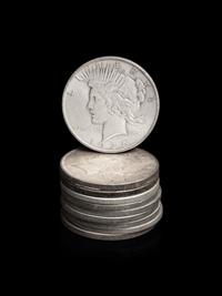 Ten 1925 Peace $1 Coins