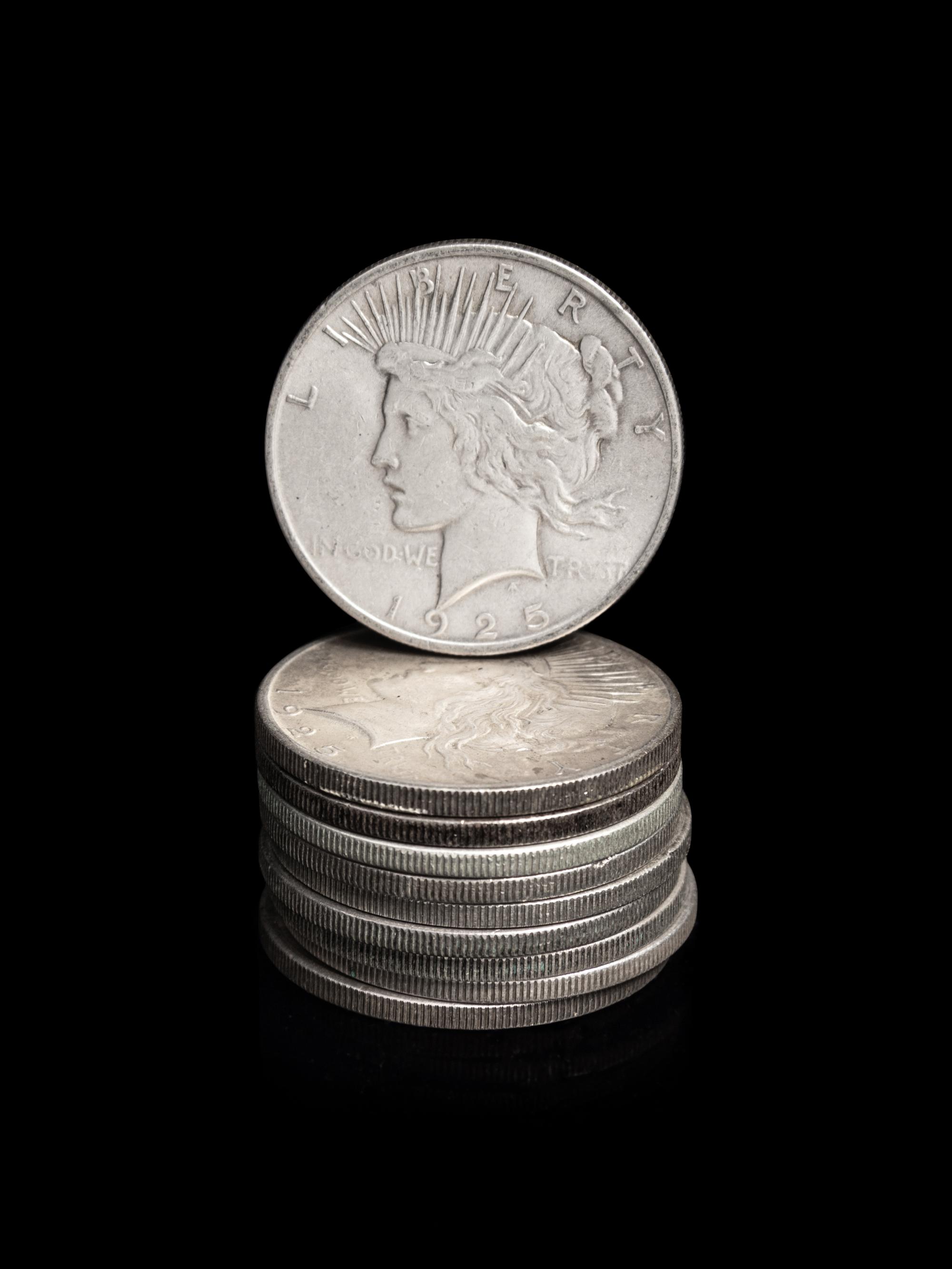 Ten 1925 Peace $1 Coins
