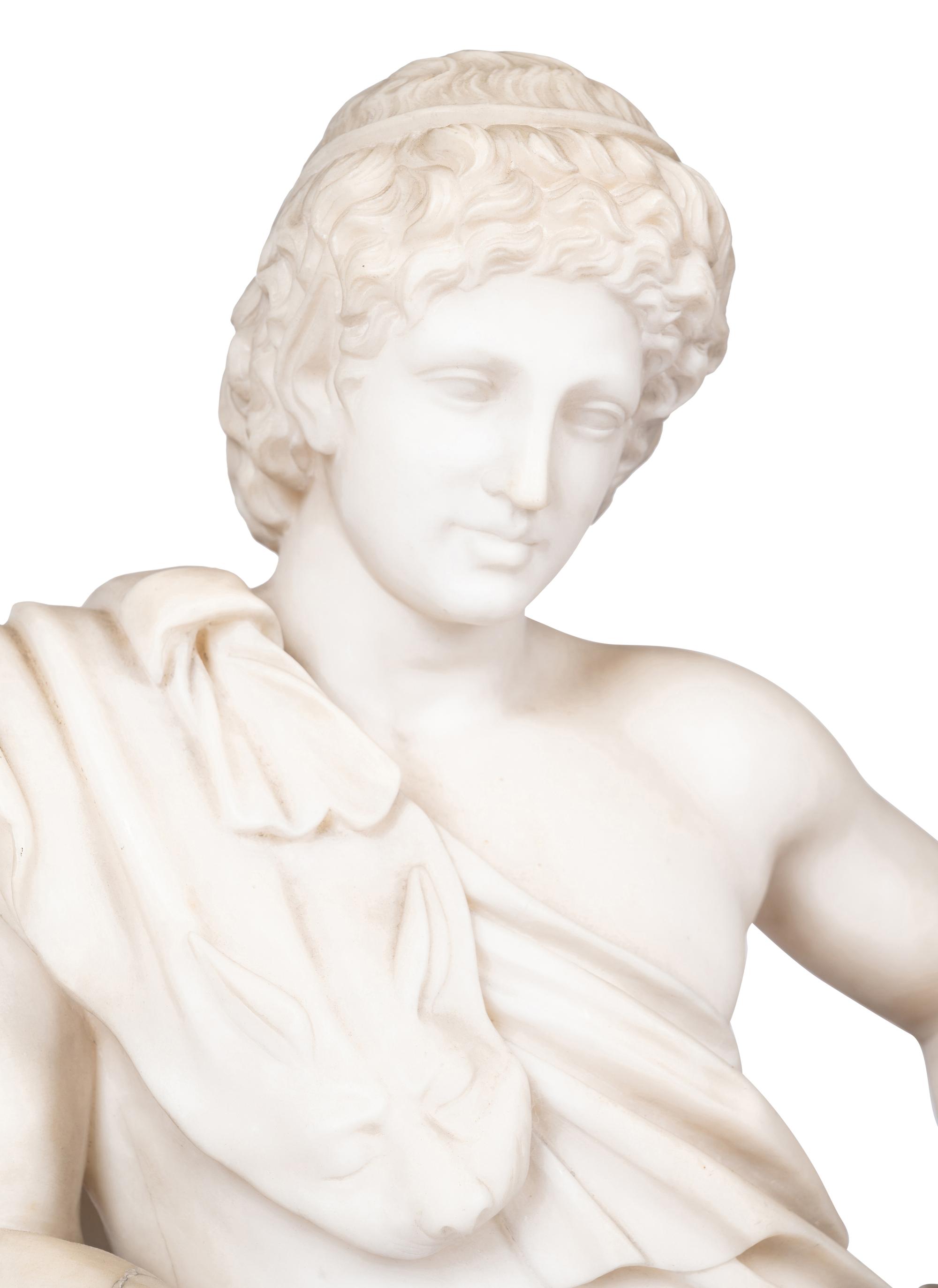A Continental Marble Figure of the Resting Satyr