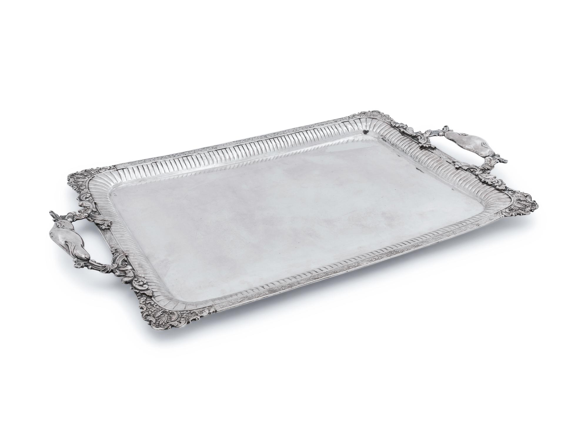 A Nicholas I Russian Silver Serving Tray