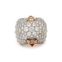 DIAMOND AND COLORED DIAMOND BOMBÉ RING