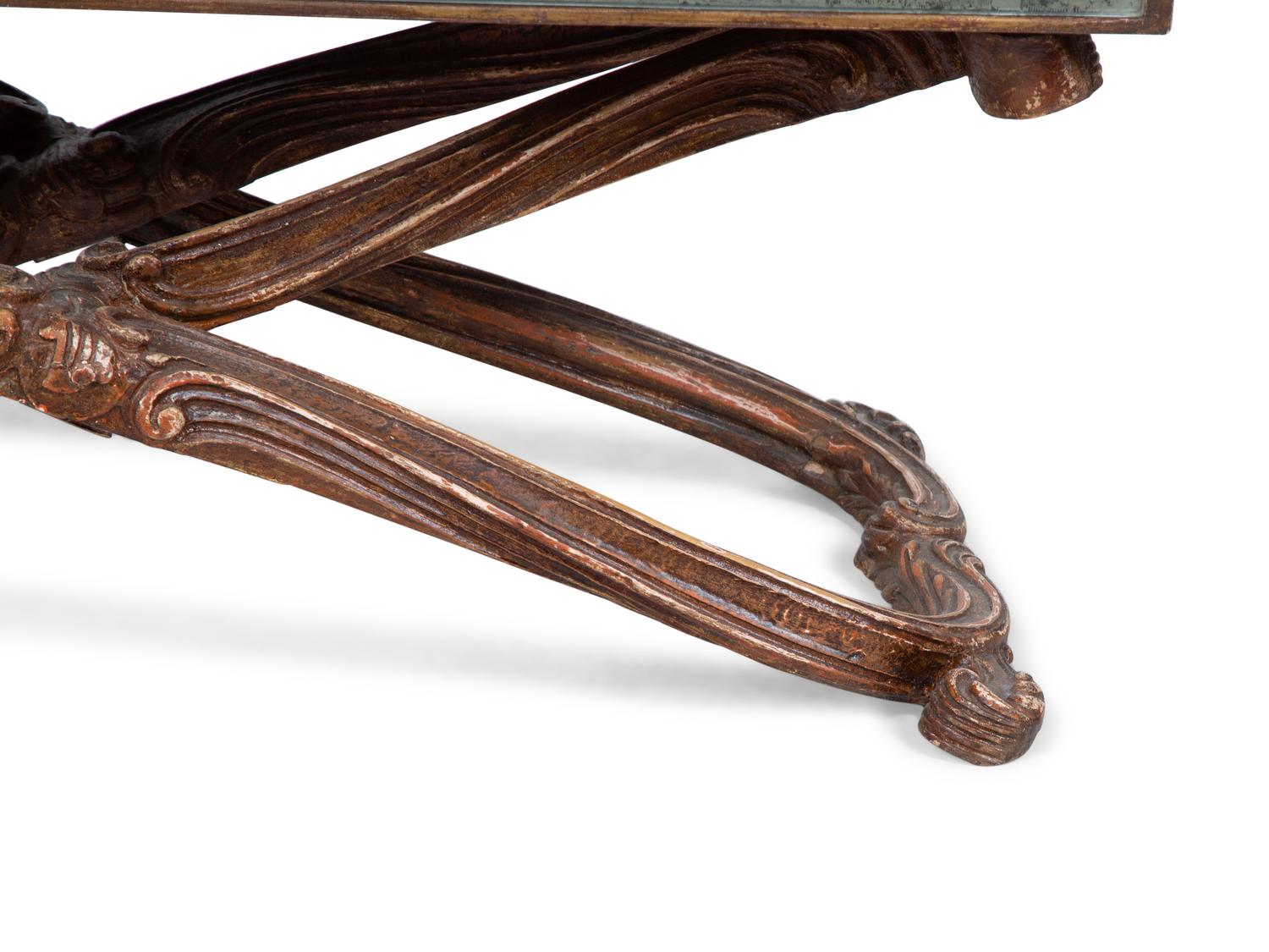 A Venetian Style Painted and Mirror-Veneered Low Table — 20TH CENTURY