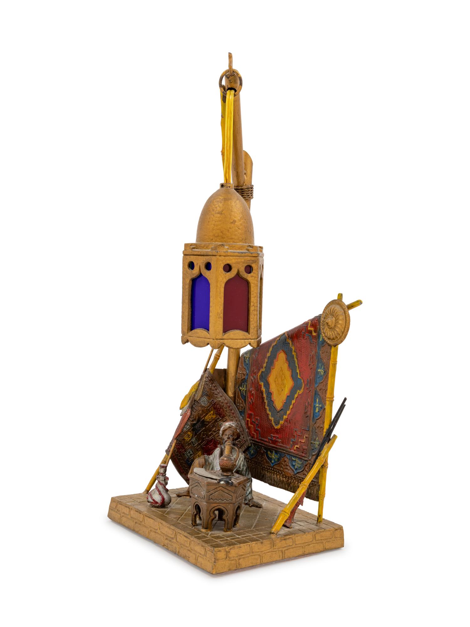 A Continental Cold Painted Cast Metal Figural Lamp — EARLY 20TH CENTURY