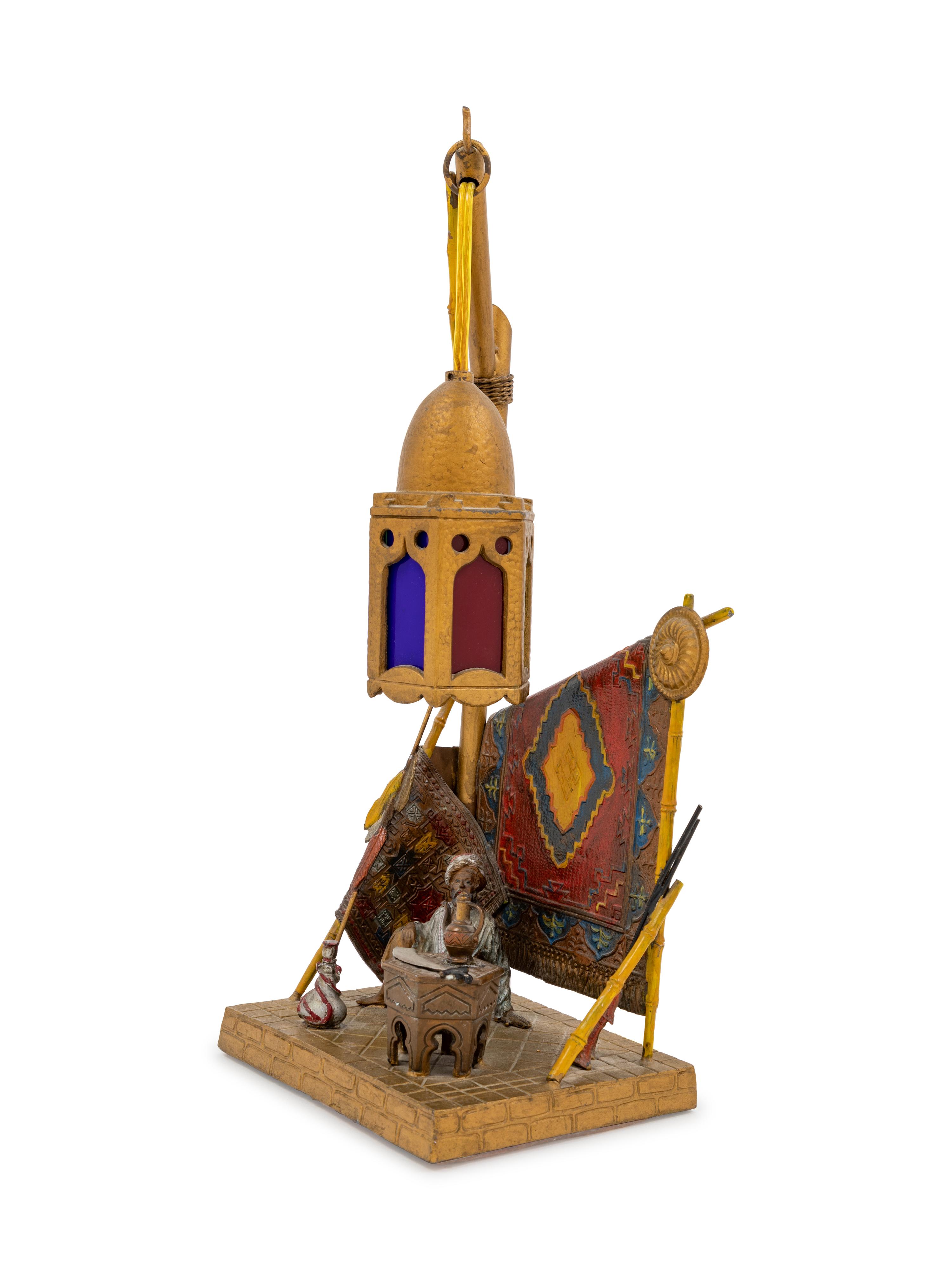 A Continental Cold Painted Cast Metal Figural Lamp — EARLY 20TH CENTURY