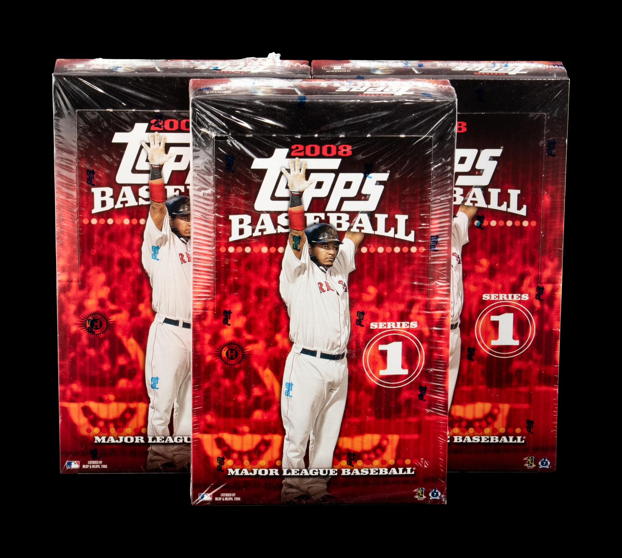 A Group of Three Unopened Hobby Boxes of 2008 Topps Series One Baseball Cards