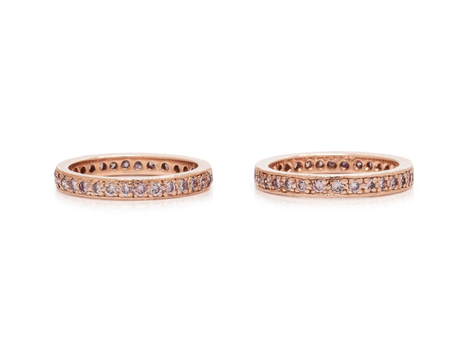 PAIR OF PINK DIAMOND AND ROSE GOLD ETERNITY BANDS