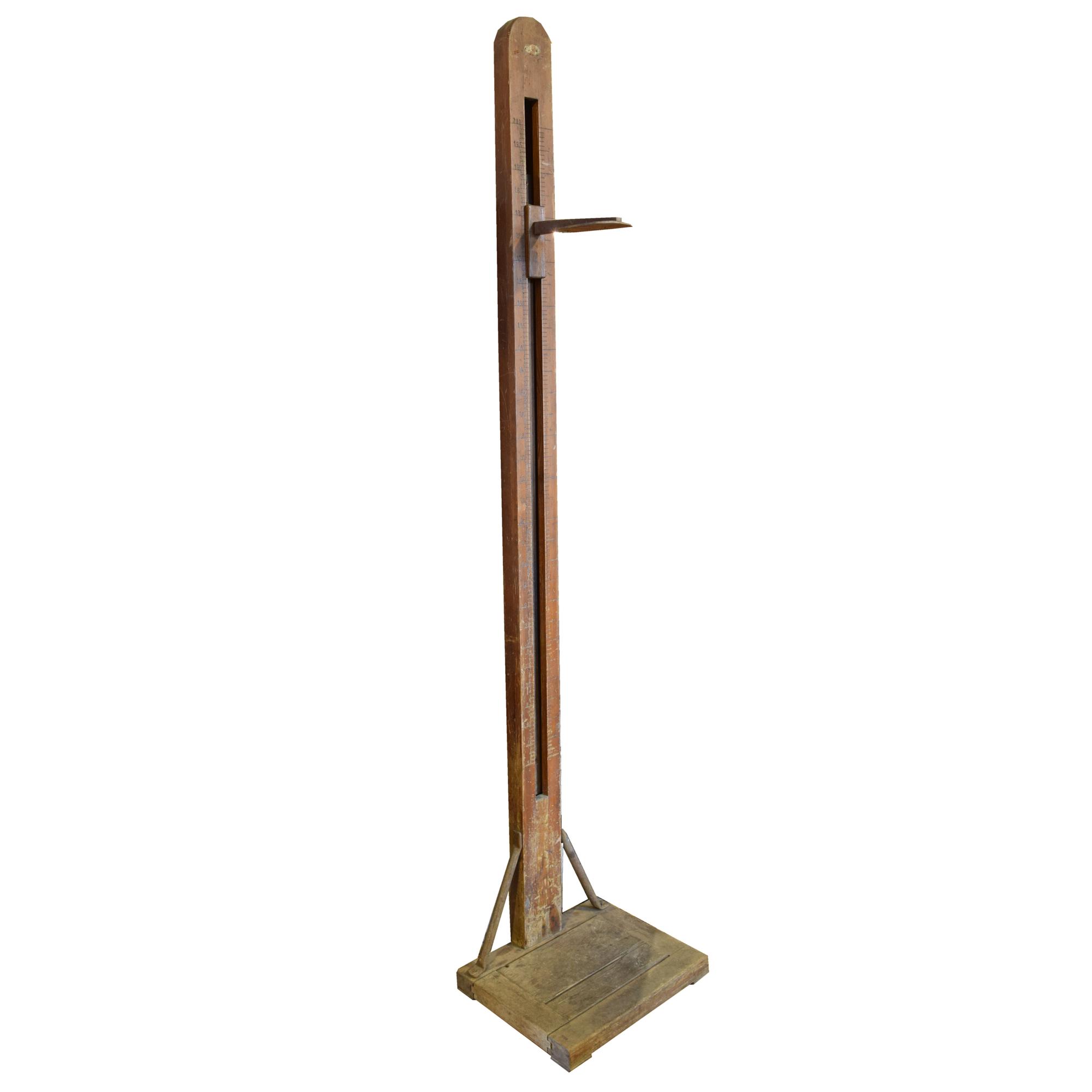 A Wood and Iron Stadiometer 19.5" W x 16" D x 90.5" H — Germany, Circa 1900