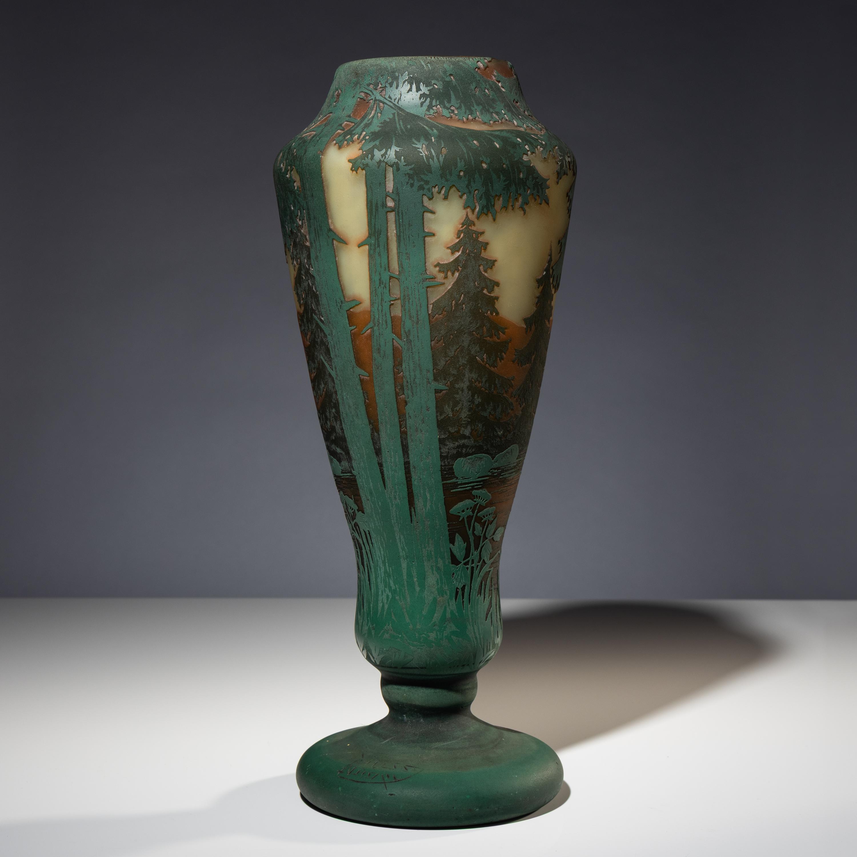 Cameo forest scene vase French, c. 1910