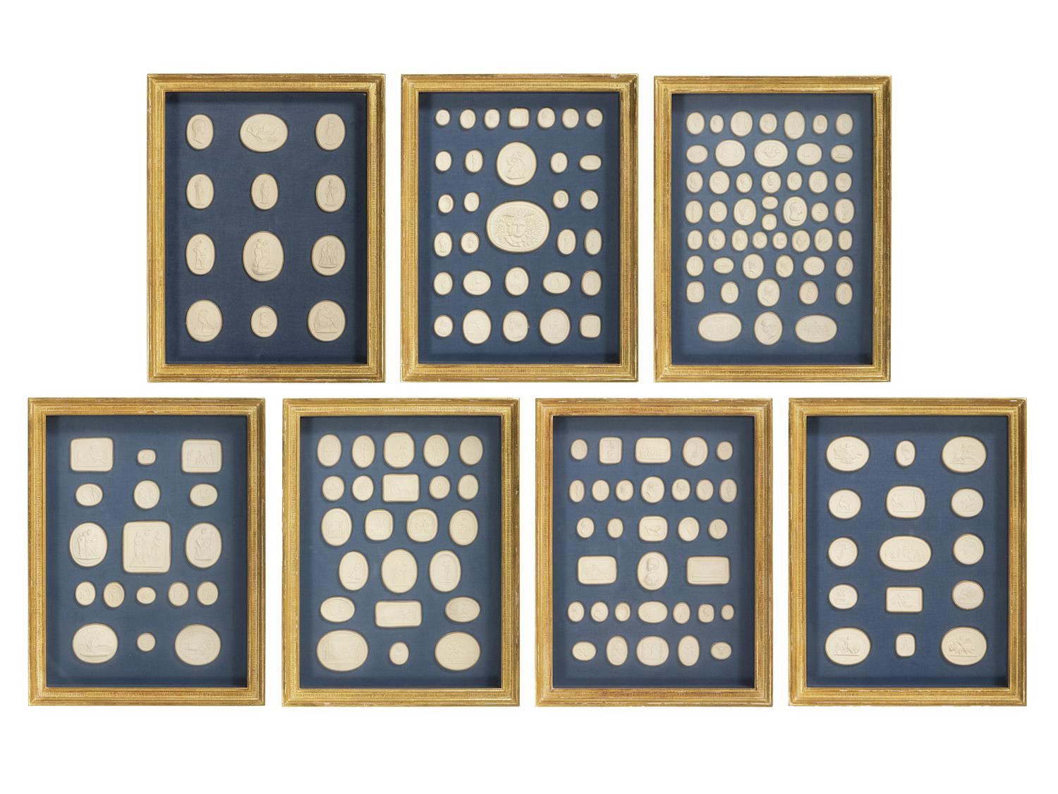 Seven Framed Groups of Grand Tour Plaster Intaglios