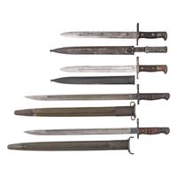 Lot of 4 U.S. Knife Bayonets & Scabbards Including: M1892 Krag and M1917