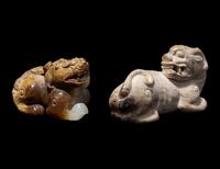 Two Chinese Jade Figures of Mythical Beasts