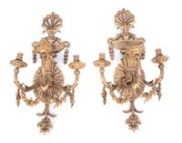 A Pair of Regency Style Gilt Bronze Three-Light Wall Sconces — 19TH CENTURY
