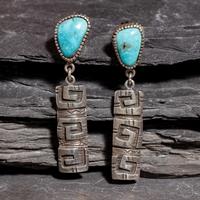Kee Yazzie (Diné, b. 1969) — Sterling Silver and Turquoise Earrings