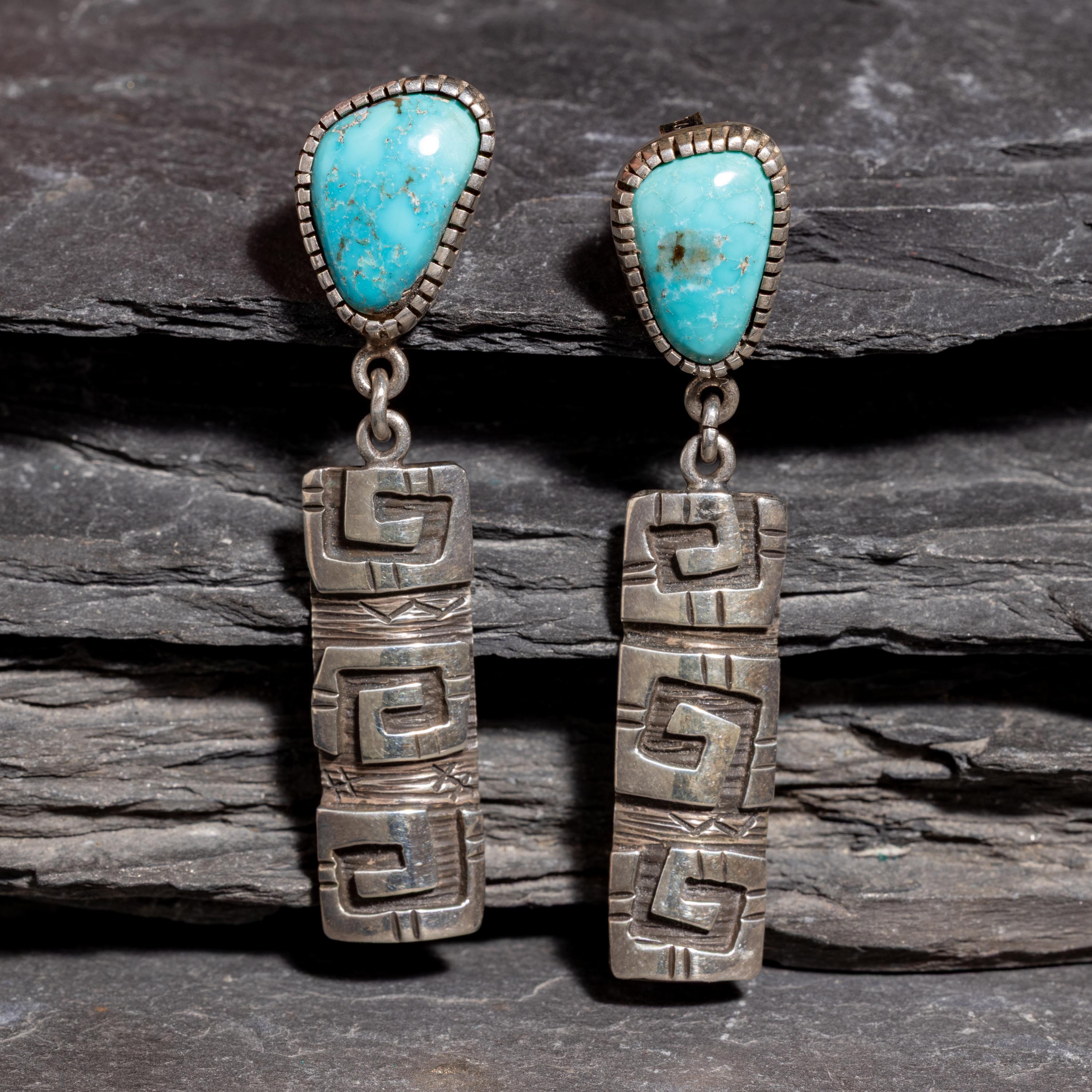 Kee Yazzie (Diné, b. 1969) — Sterling Silver and Turquoise Earrings