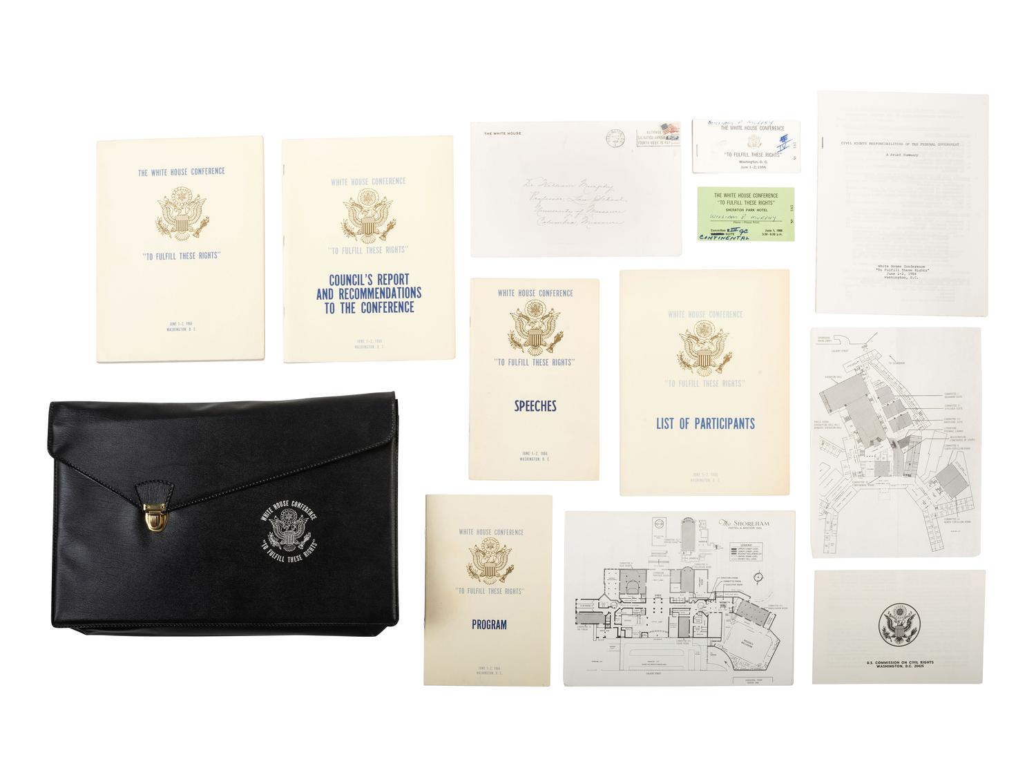 [CIVIL RIGHTS - POLITICS]. A group of items from the 1966 White House Conference on civil rights issued to Dr. William P. Murphy