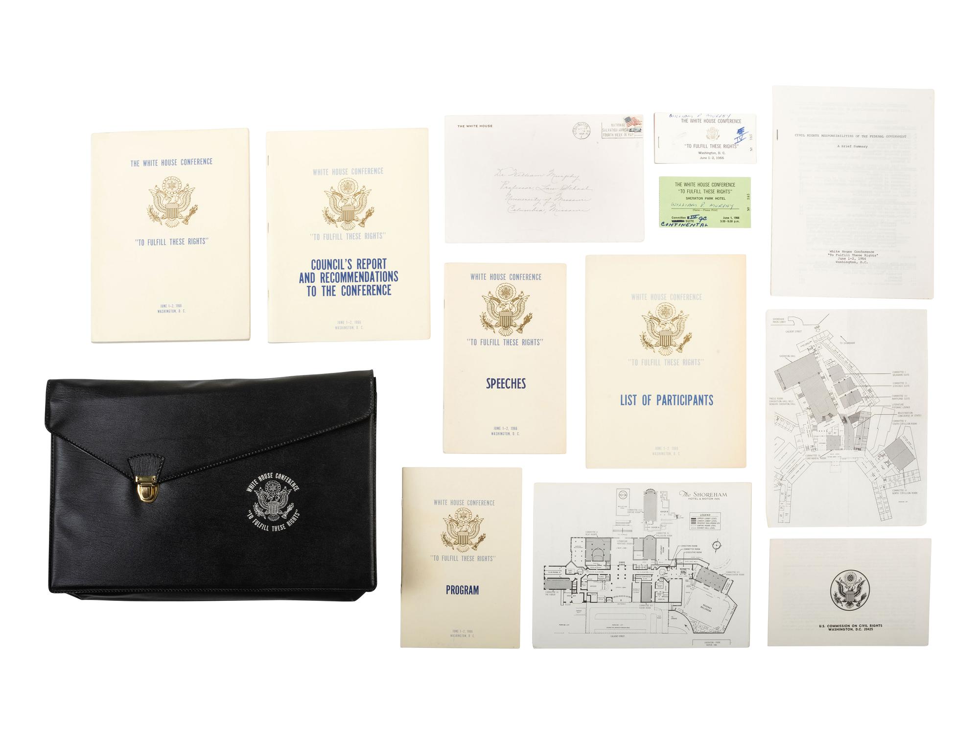 [CIVIL RIGHTS - POLITICS]. A group of items from the 1966 White House Conference on civil rights issued to Dr. William P. Murphy