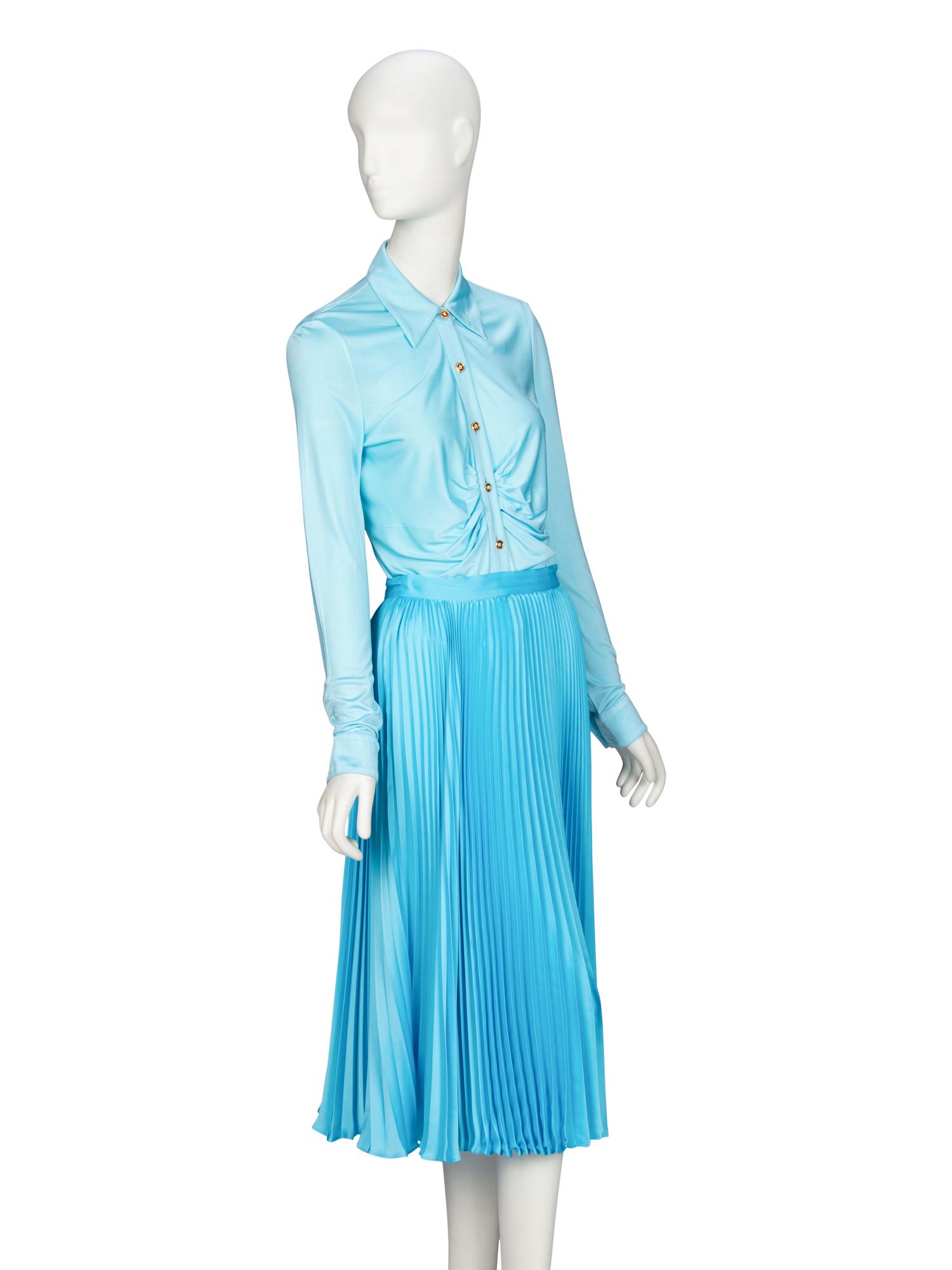 VERSACE, LIGHT BLUE SKIRT ENSEMBLE