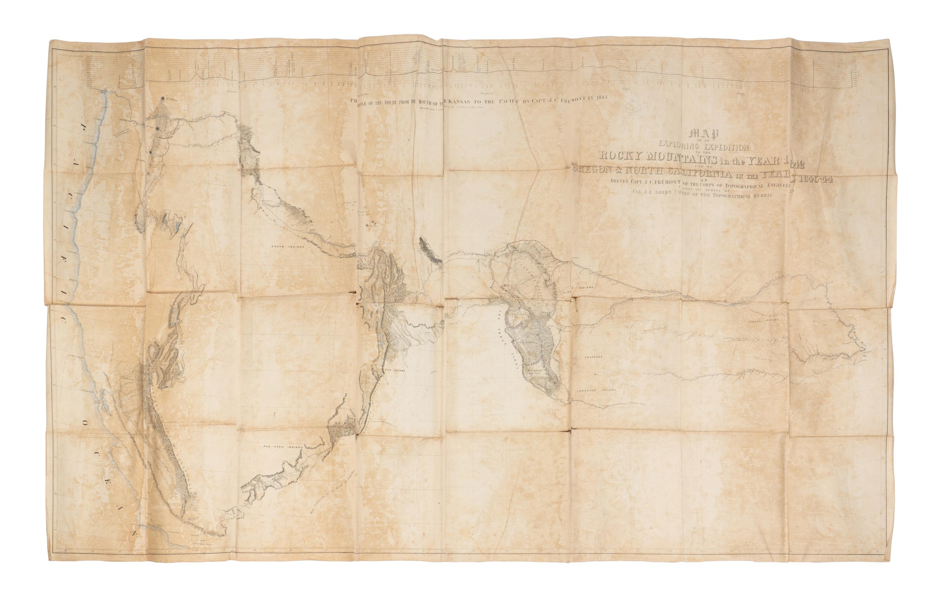 FREMONT, John Charles (1813-1890). Report of the Exploring Expedition to the Rocky Mountains in the Year 1842 and to Oregon and North California in the Years 1843-1844 . Washington: Gales & Seaton, 1845.
