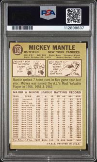 A 1967 Topps Mickey Mantle Baseball Card No. 150 (PSA 3 VG)