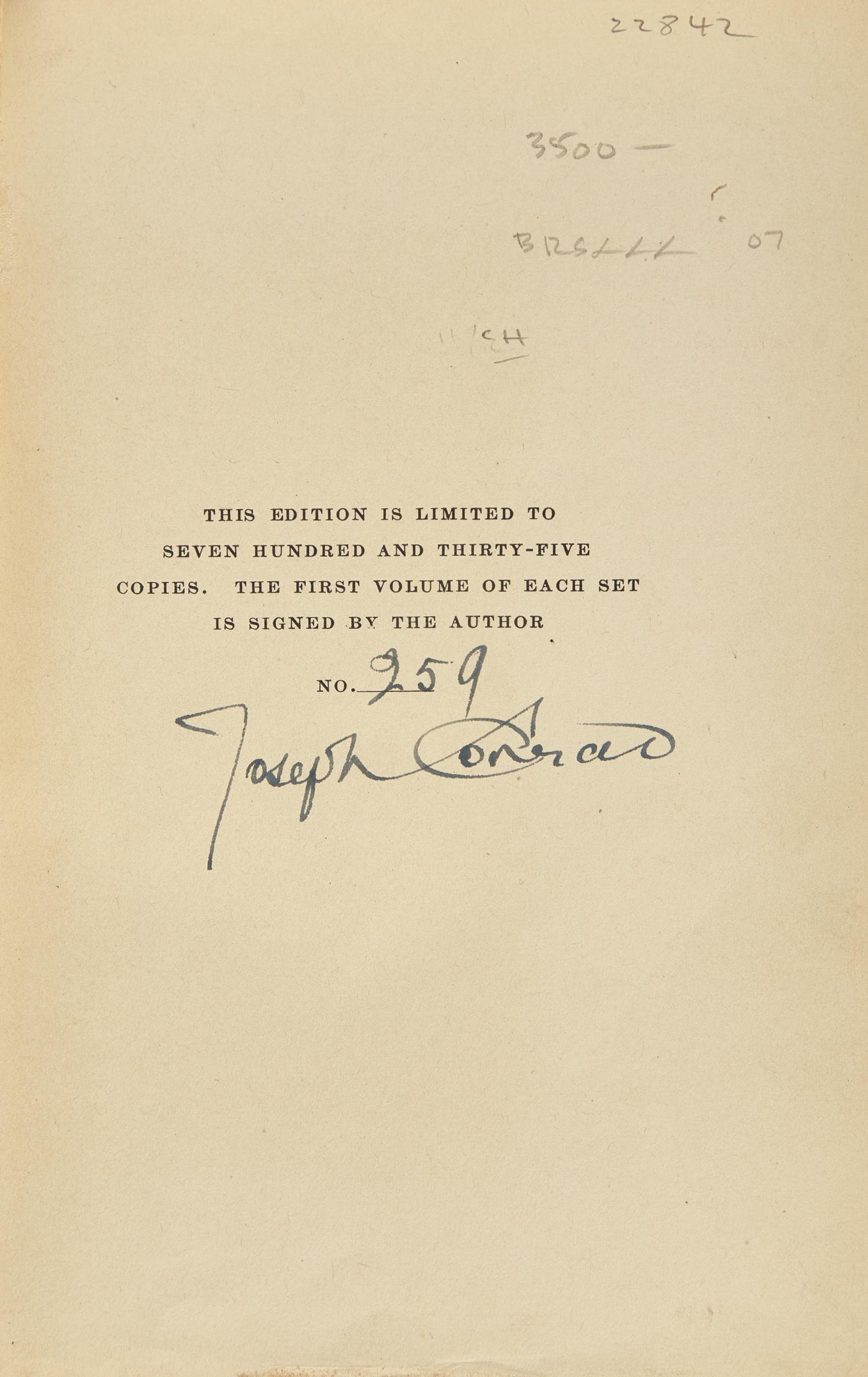 CONRAD, Joseph (1857-1924). Works . Garden City, NY: Doubleday, Page & Company, 1920-1926.