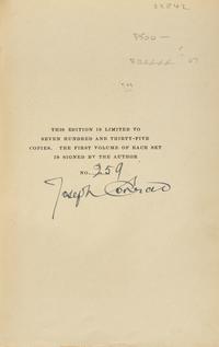 CONRAD, Joseph (1857-1924). Works . Garden City, NY: Doubleday, Page & Company, 1920-1926.