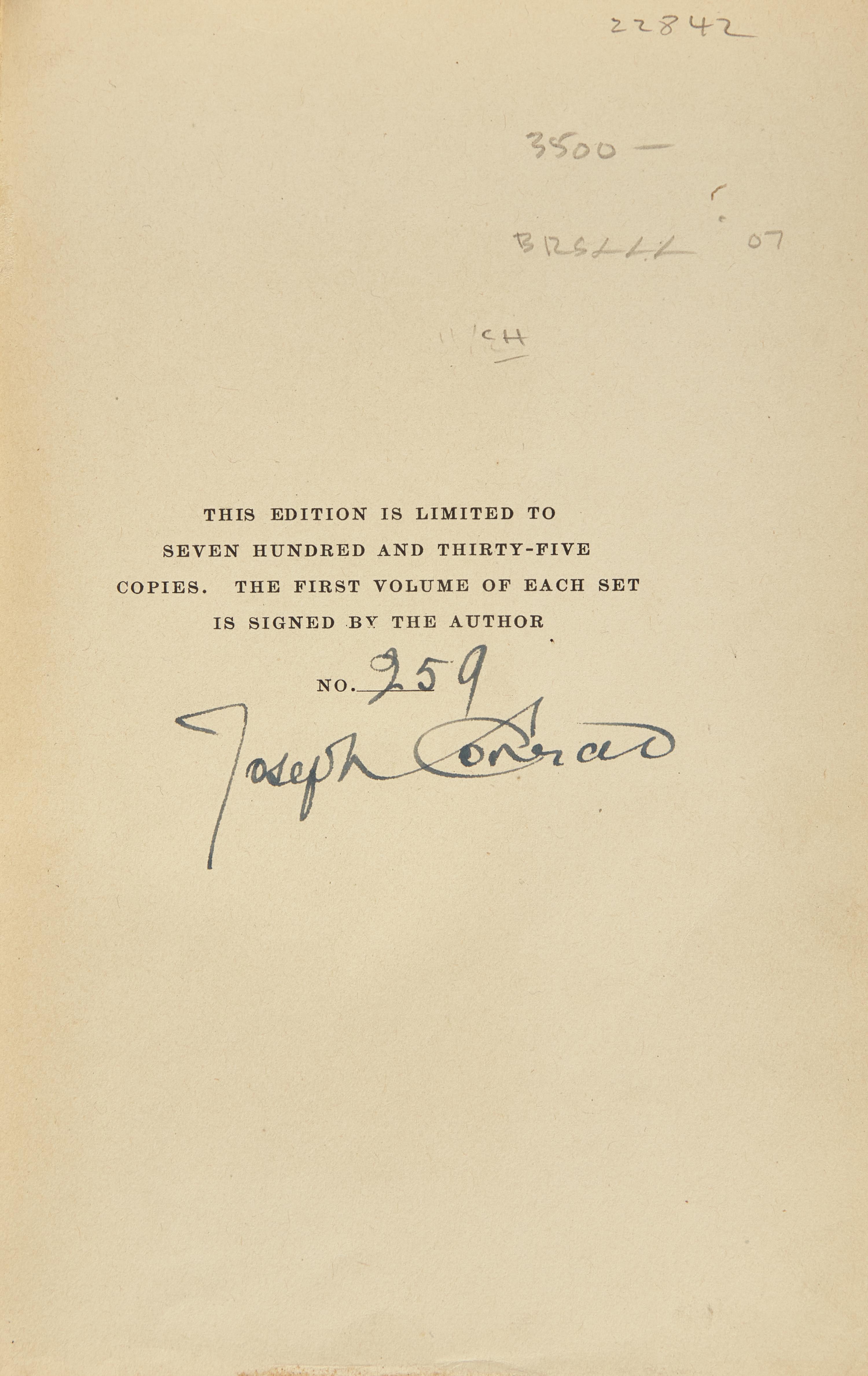 CONRAD, Joseph (1857-1924). Works . Garden City, NY: Doubleday, Page & Company, 1920-1926.