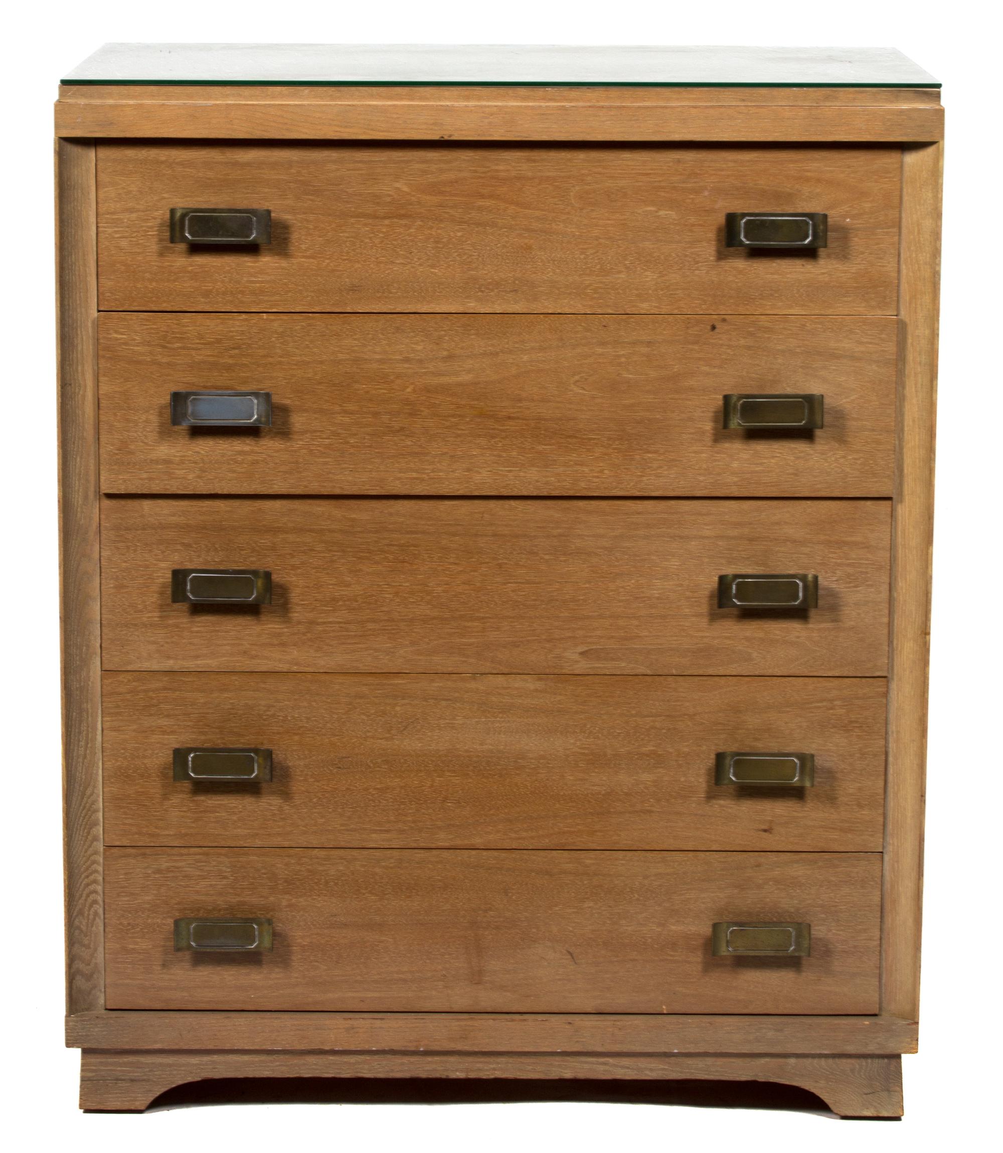 An American Modern Five Drawer Chest Height 46 1/2 x 38 1/4 x depth 20 inches. — 20TH CENTURY
