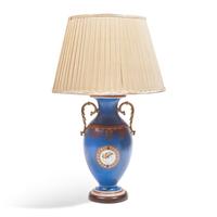A Greek Revival Parcel Gilt Porcelain Vasiform Lamp