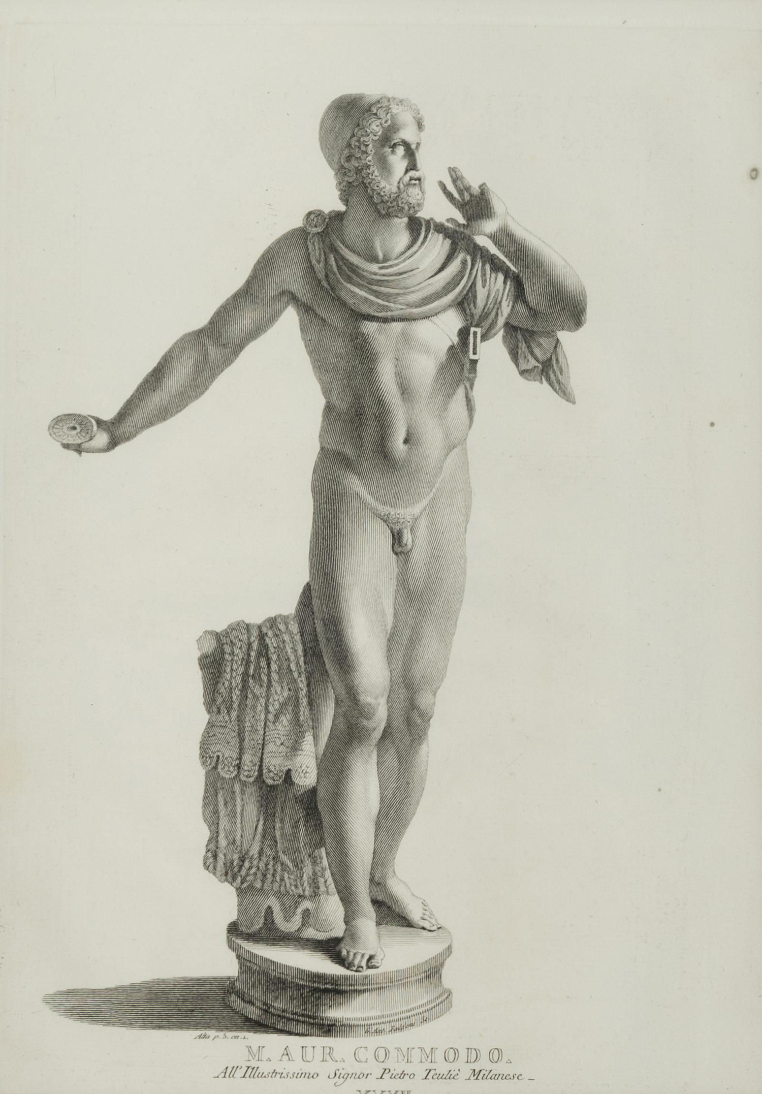 A Set of Four Prints of Antique Statues published by Antonio Maria Zanetti (1706-1778)]. From Delle Antiche Statue Greche e Romane che nell'Antisala della Libreria di San Marco, Venice,1740-1743 sight: 16 x 11 1/4 inches. framed: 25 3/4 x 21 inches.