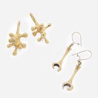 Donald Wright (American, 1930-2012) Two Pairs of Gold Earrings, USA, circa 1980s