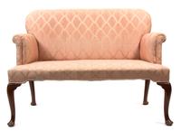 A George I Style Mahogany Love Seat Height 36 x length 49 inches. — 20TH CENTURY